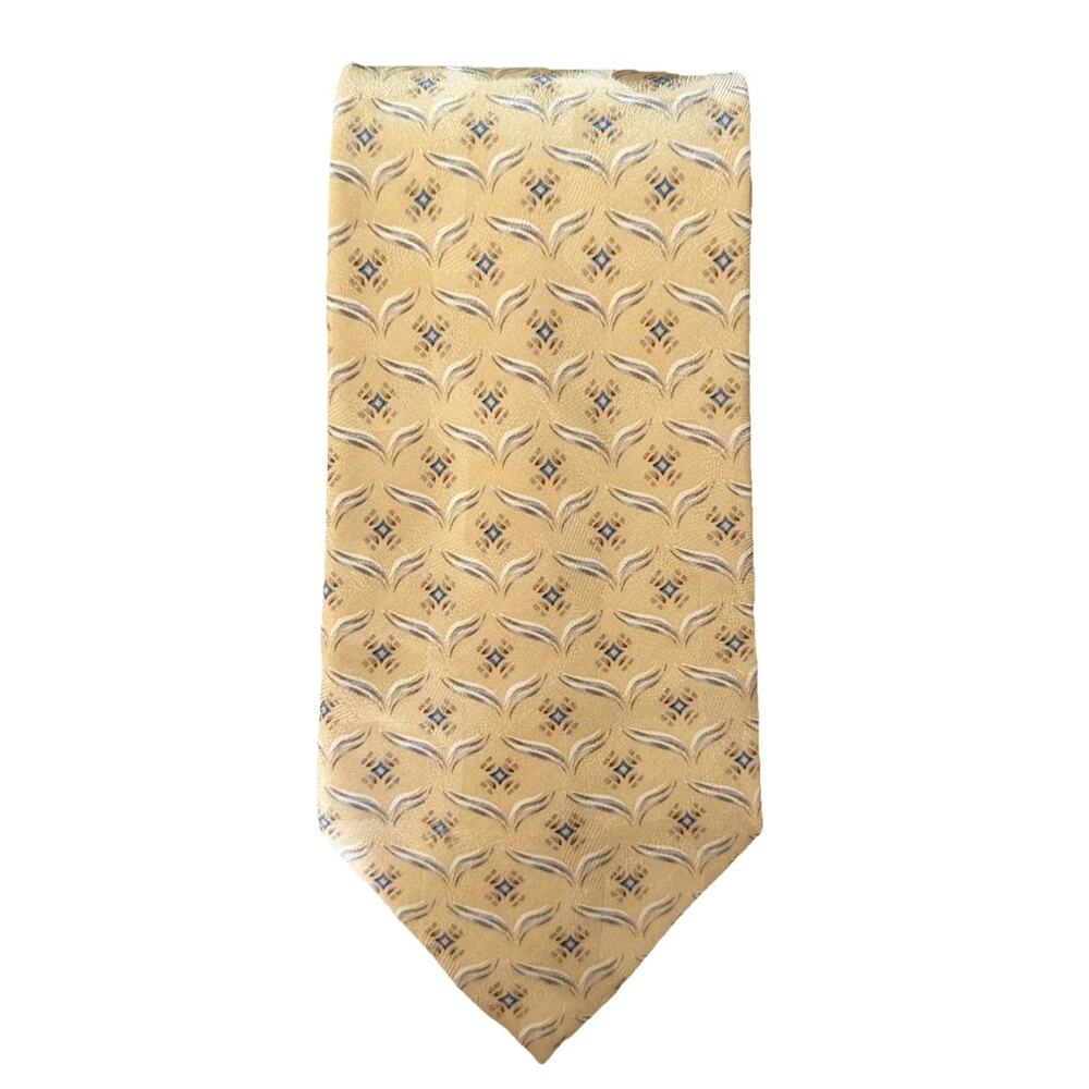 Pierre Cardin Silk Tie Handmade Necktie Gold Blue Black Classic Geometric Gift